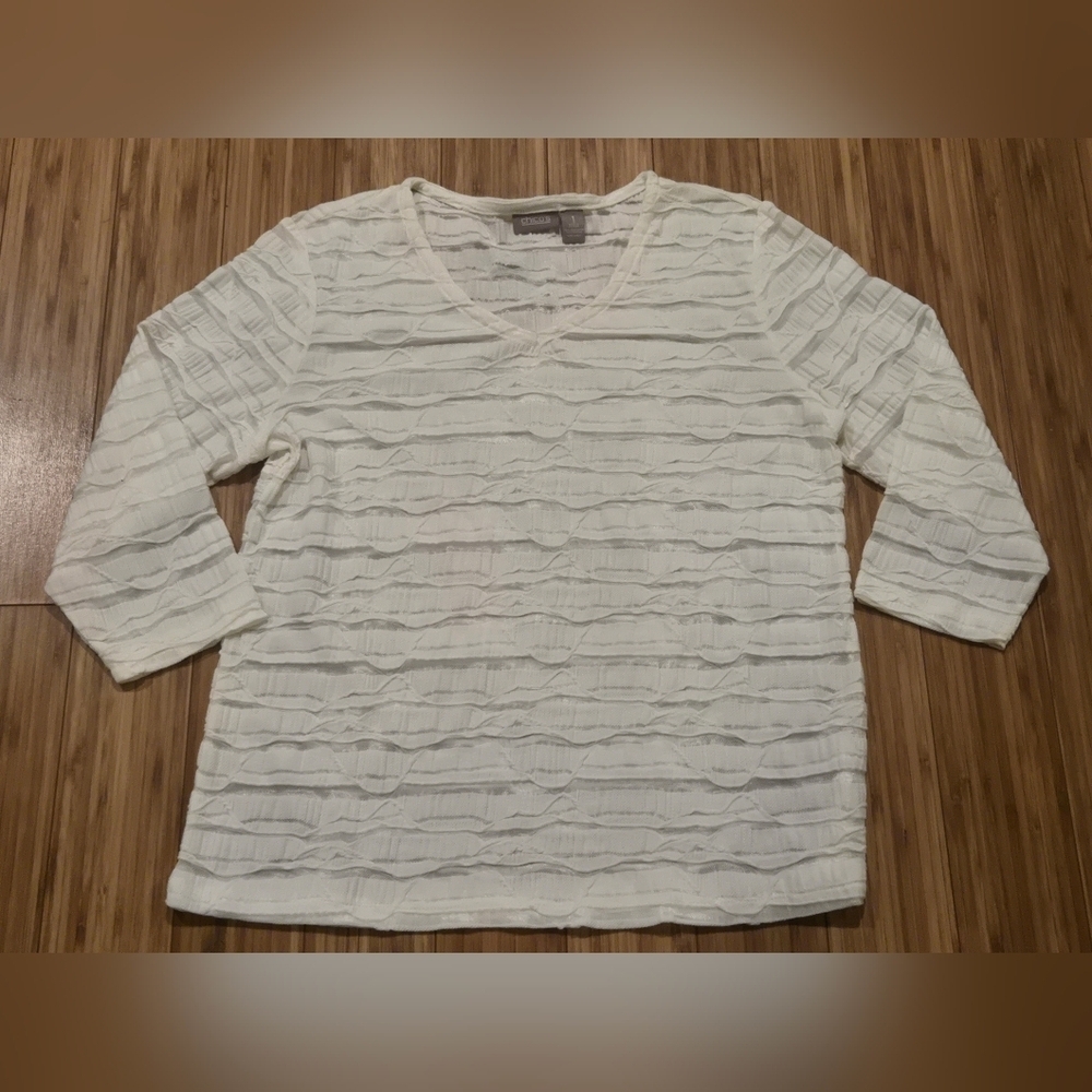 NWOT Chicos White Textured Sheer Top